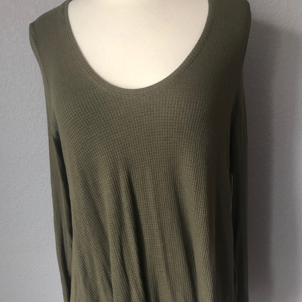 Free People army green thermal with a flowing body